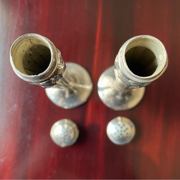 Vintage Silver Plated Art Decor Style Salt & Pepper Shaker Set 6” - Picture 4 of 10